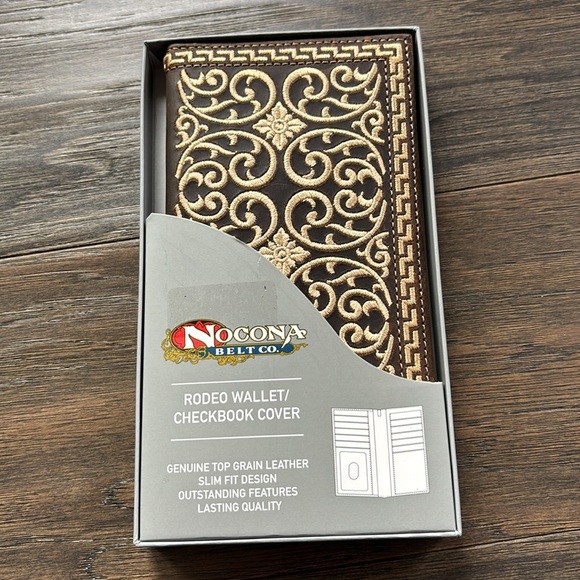 Nocona Belt Co. Rodeo wallet/checkbook cover, genuine leather,embroidered slim - Picture 9 of 9
